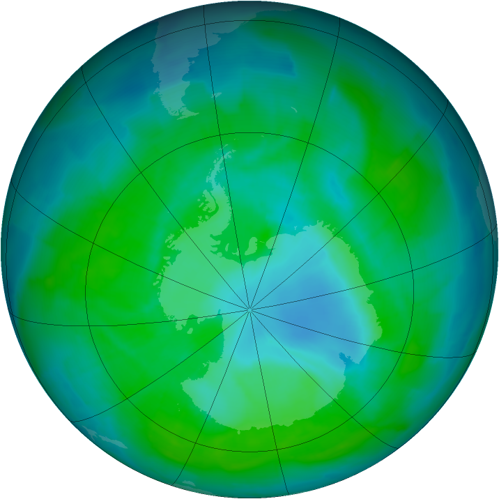 Antarctic ozone map for 28 December 2011